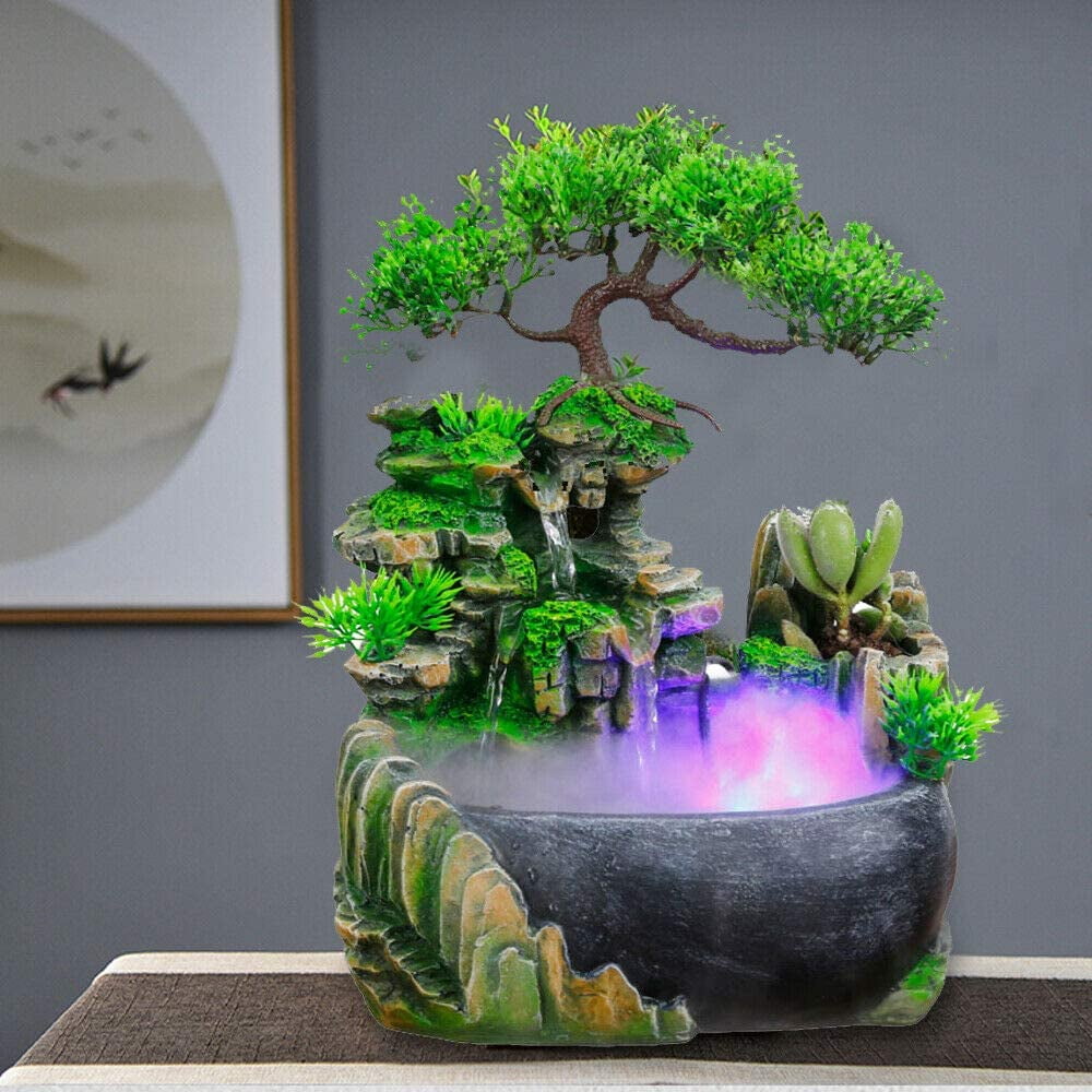 Tabletop Rockery Water Fountain with Light Atomizing Gift