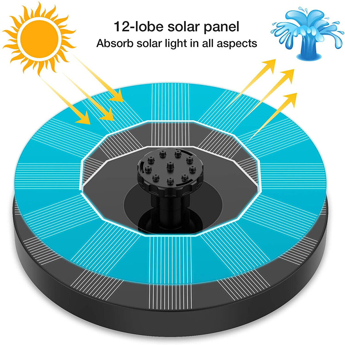 Solar Bird Bath Fountain Pump with 4 Nozzles