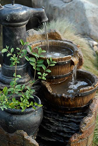 Glenville Water Pump Cascading Fountain in Brown/Black