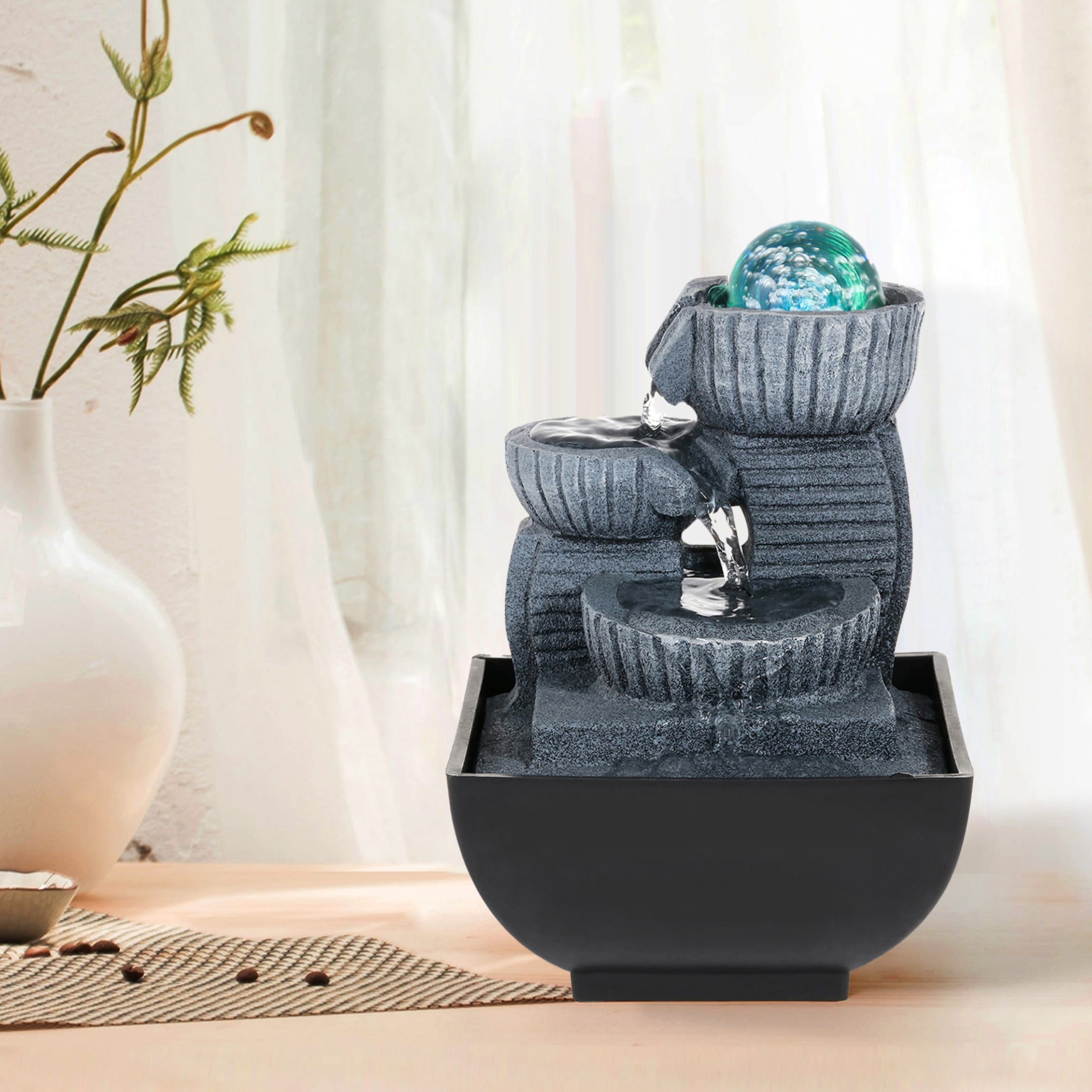 Indoor Tabletop Fountain with LED Light & Rolling Ball