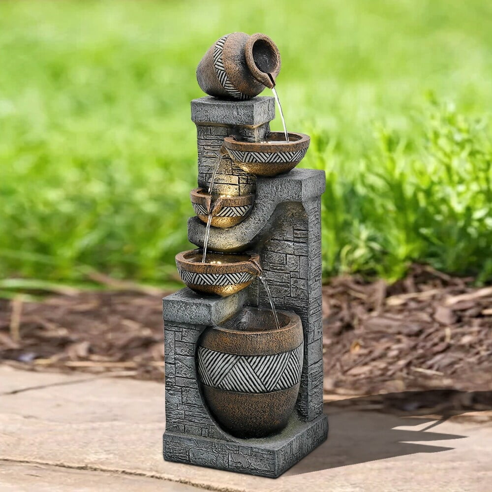 5-Tier Cascading Waterfall Fountain for Outdoor Gardens