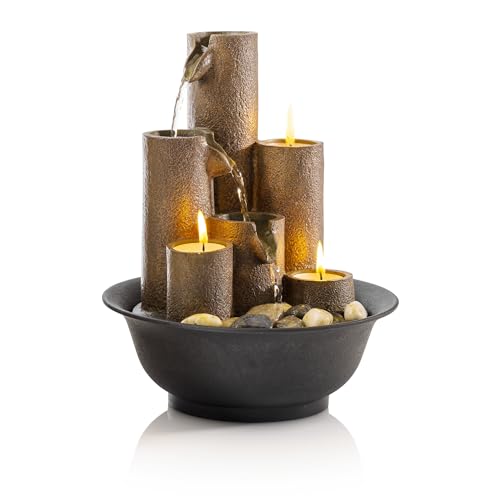 Alpine Corporation Tiered Tabletop Water Fountain with Candles