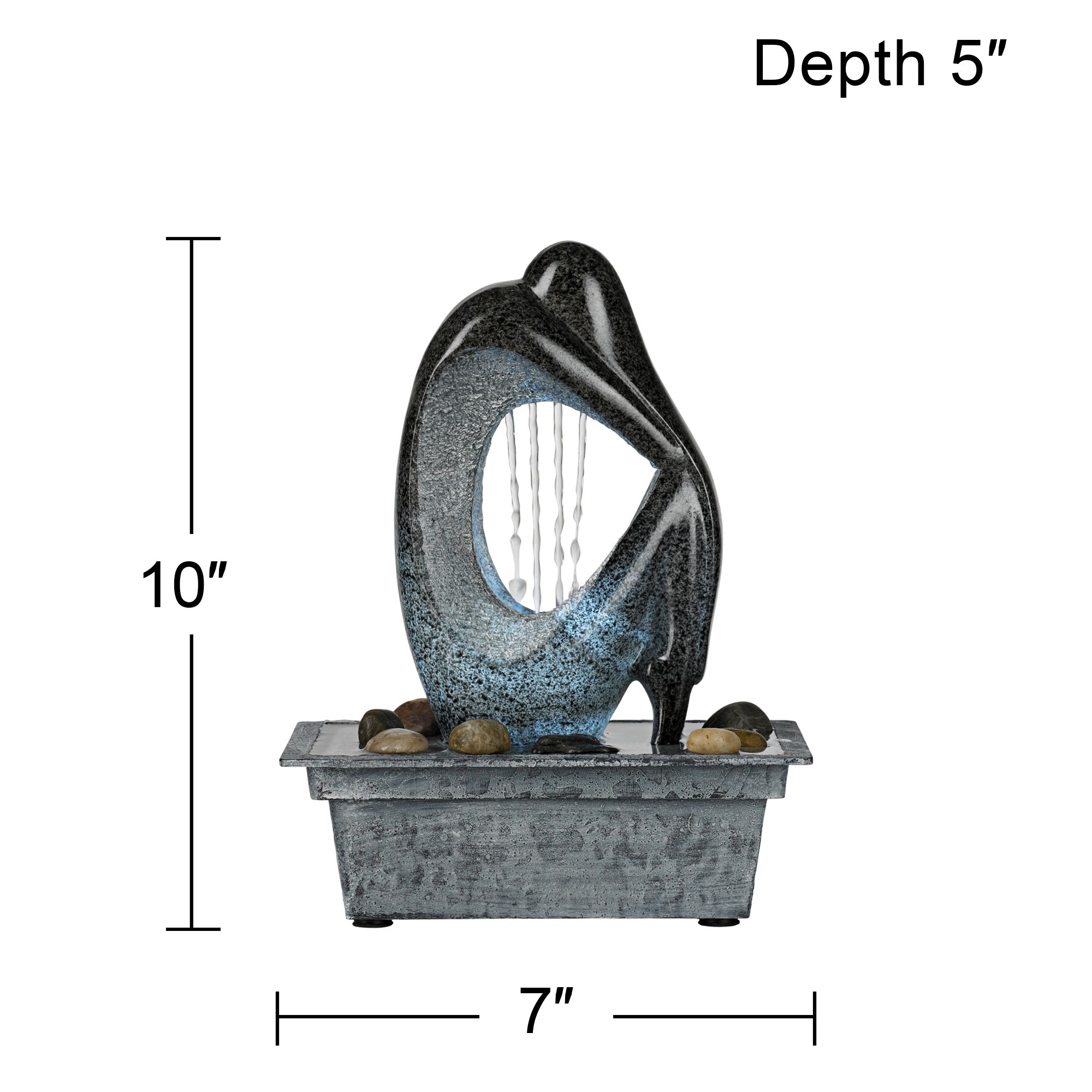 Modern LED Light Tabletop Water Fountain 10" Silhouette