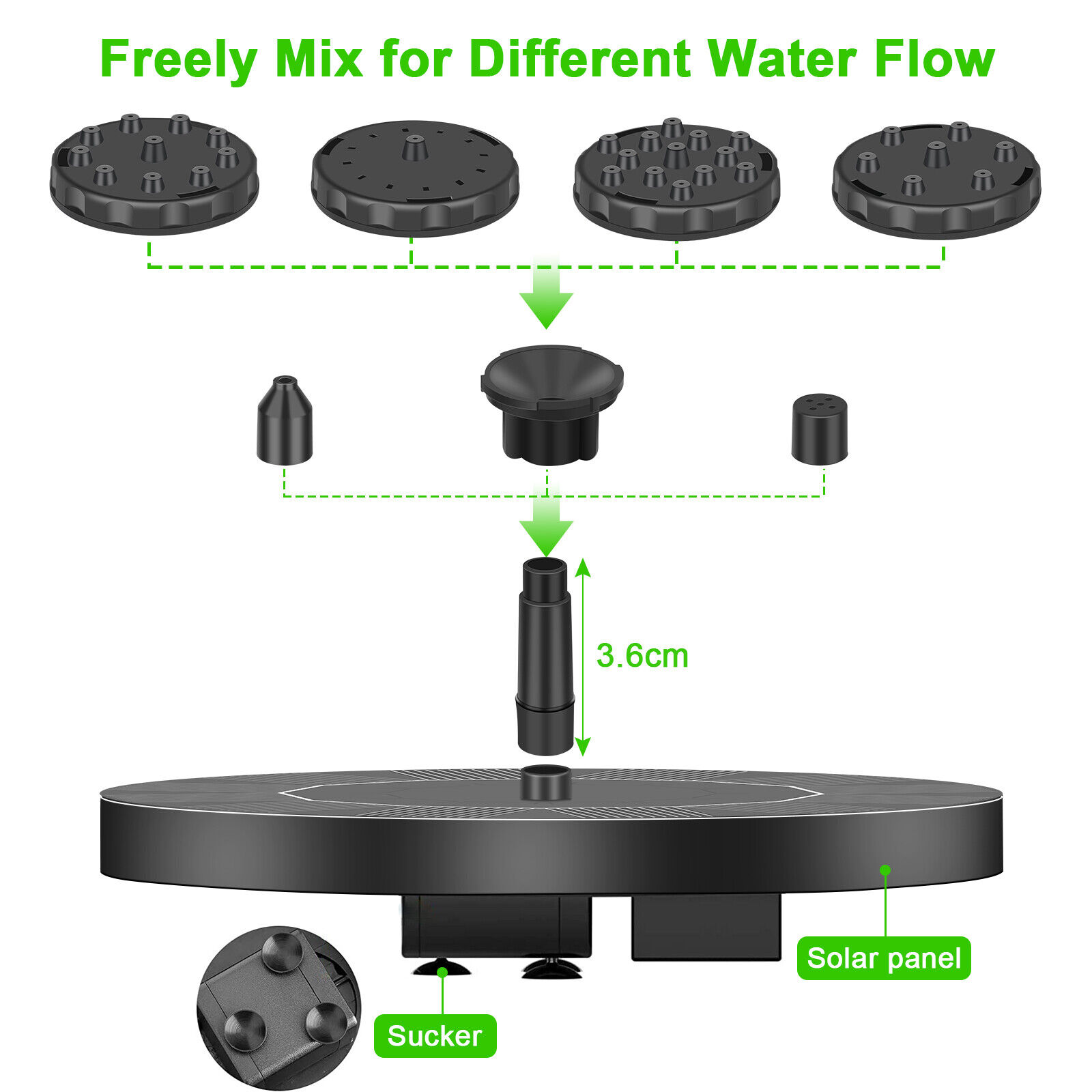Solar Powered Floating Bird Bath Fountain for Pond