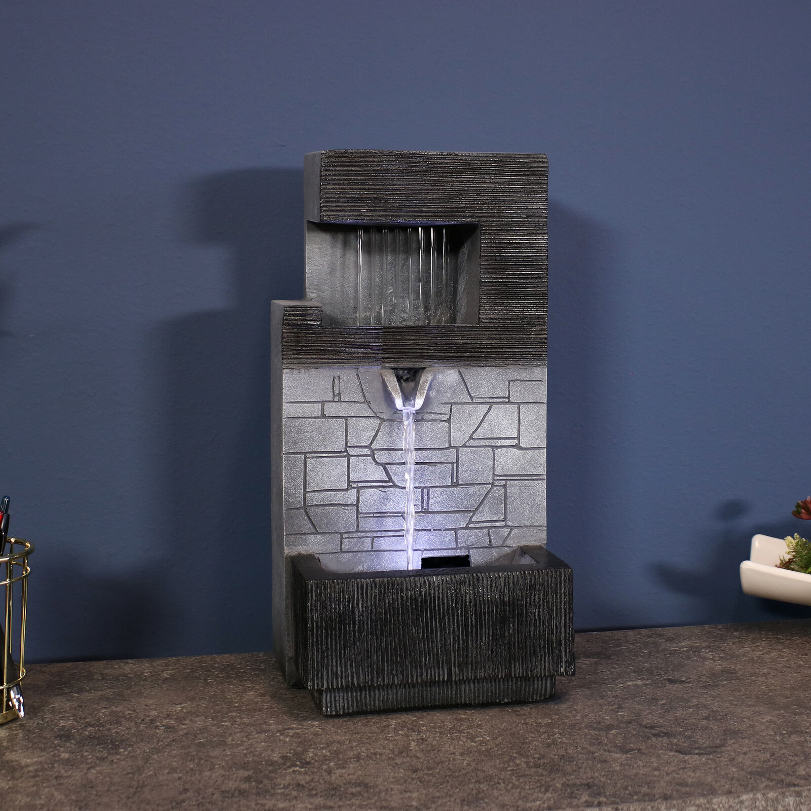 Sunnydaze 13" LED Indoor Tiered Brick Fountain