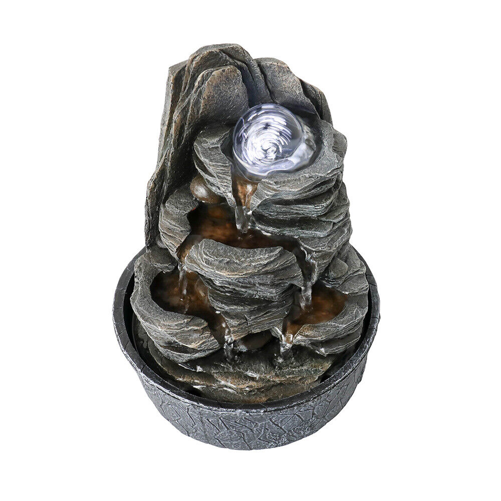 Tabletop Rockery Waterfall Fountain Indoor Decor LED Ball