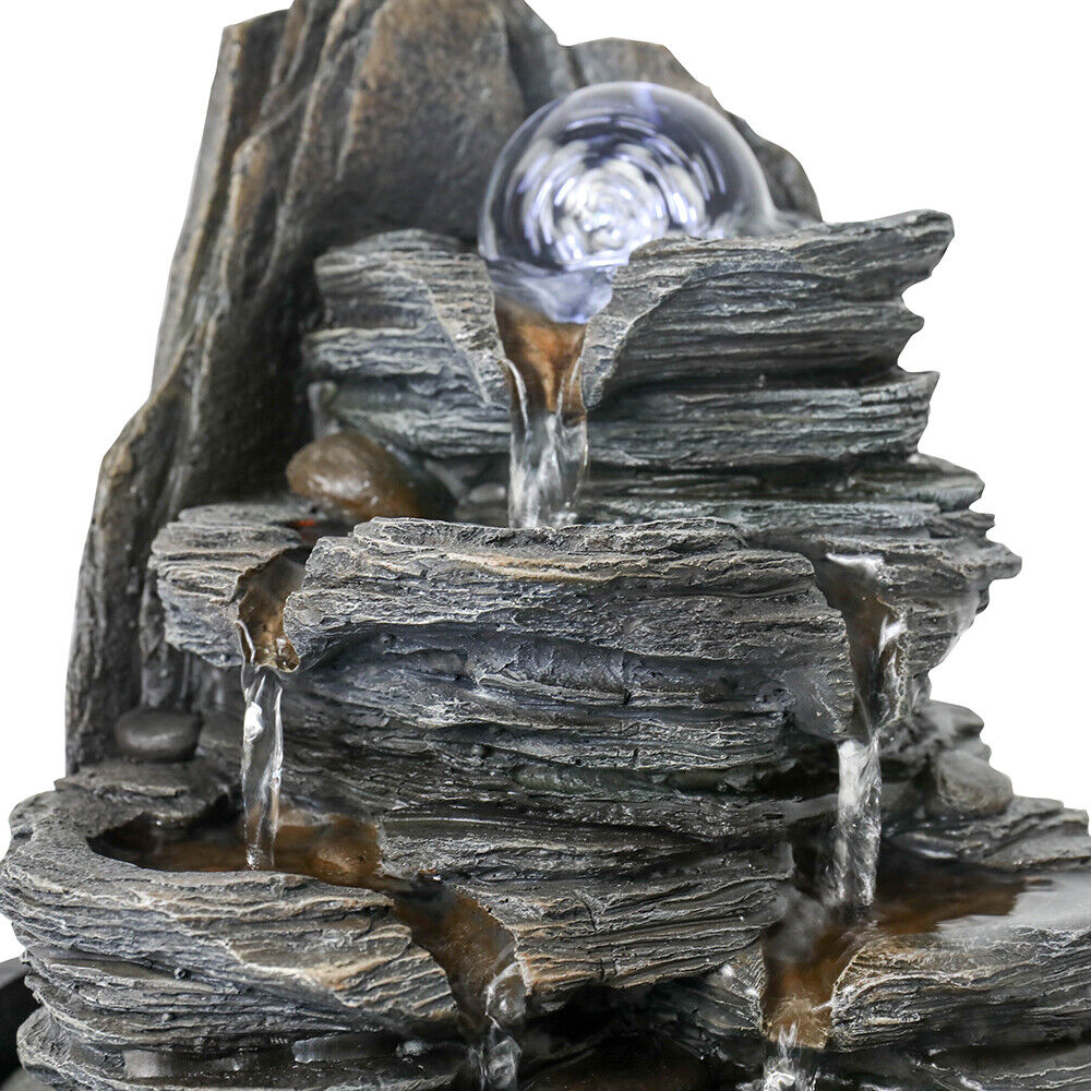 Tabletop Rockery Waterfall Fountain Indoor Decor LED Ball