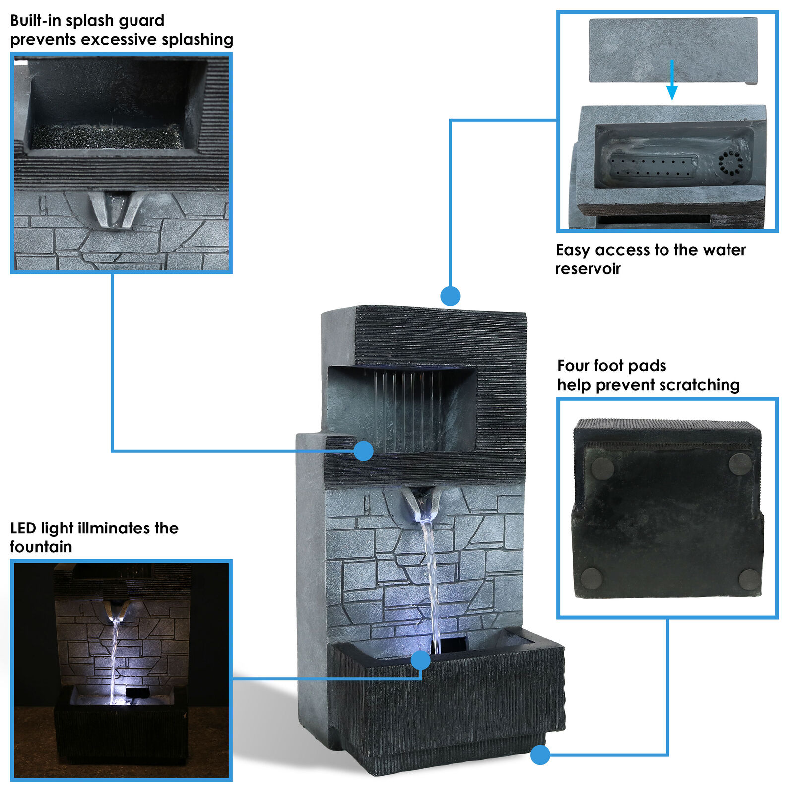 Sunnydaze 13" LED Indoor Tiered Brick Fountain