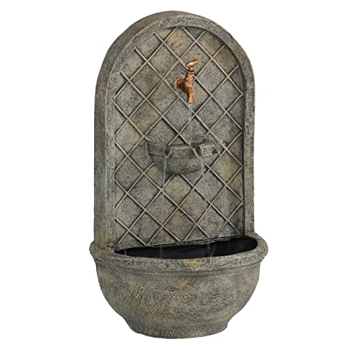 Sunnydaze Messina Wall Fountain - French Limestone Finish