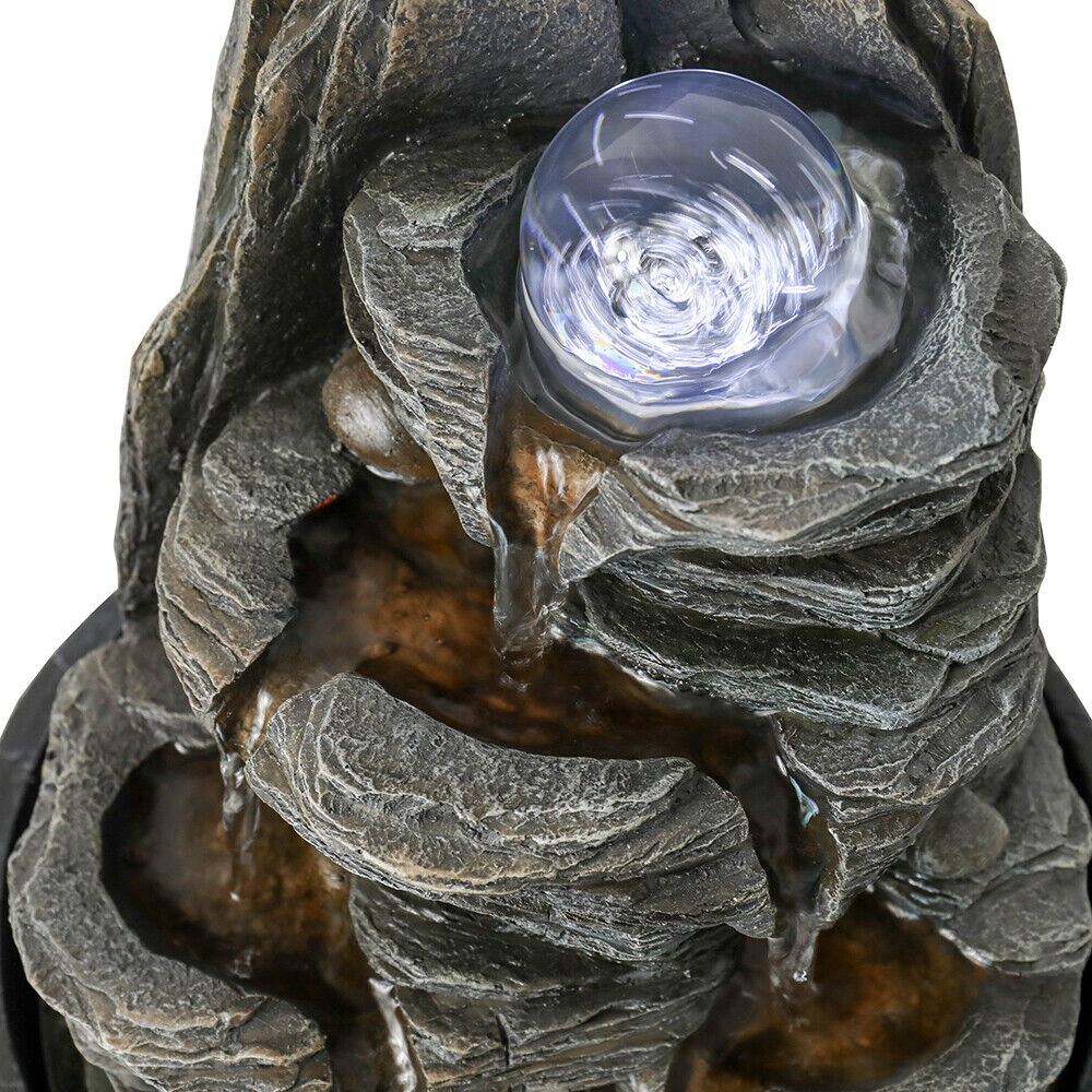 Tabletop Rockery Waterfall Fountain Indoor Decor LED Ball