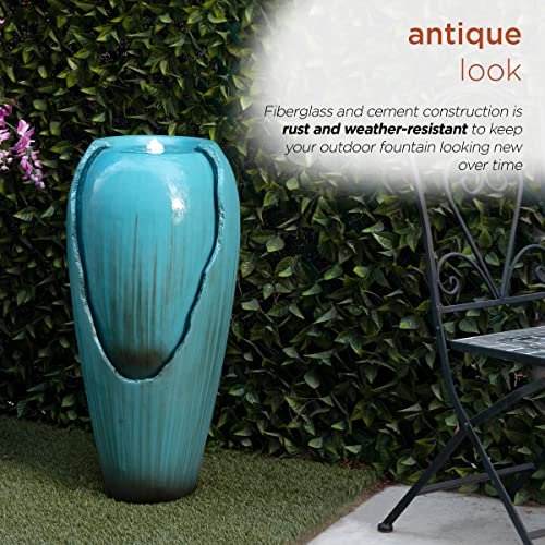 Antique Jar Outdoor Water Fountain with LED Lights