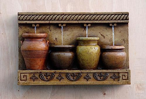 Colorful Pots Wall Fountain - Tiered Design, Multicolor