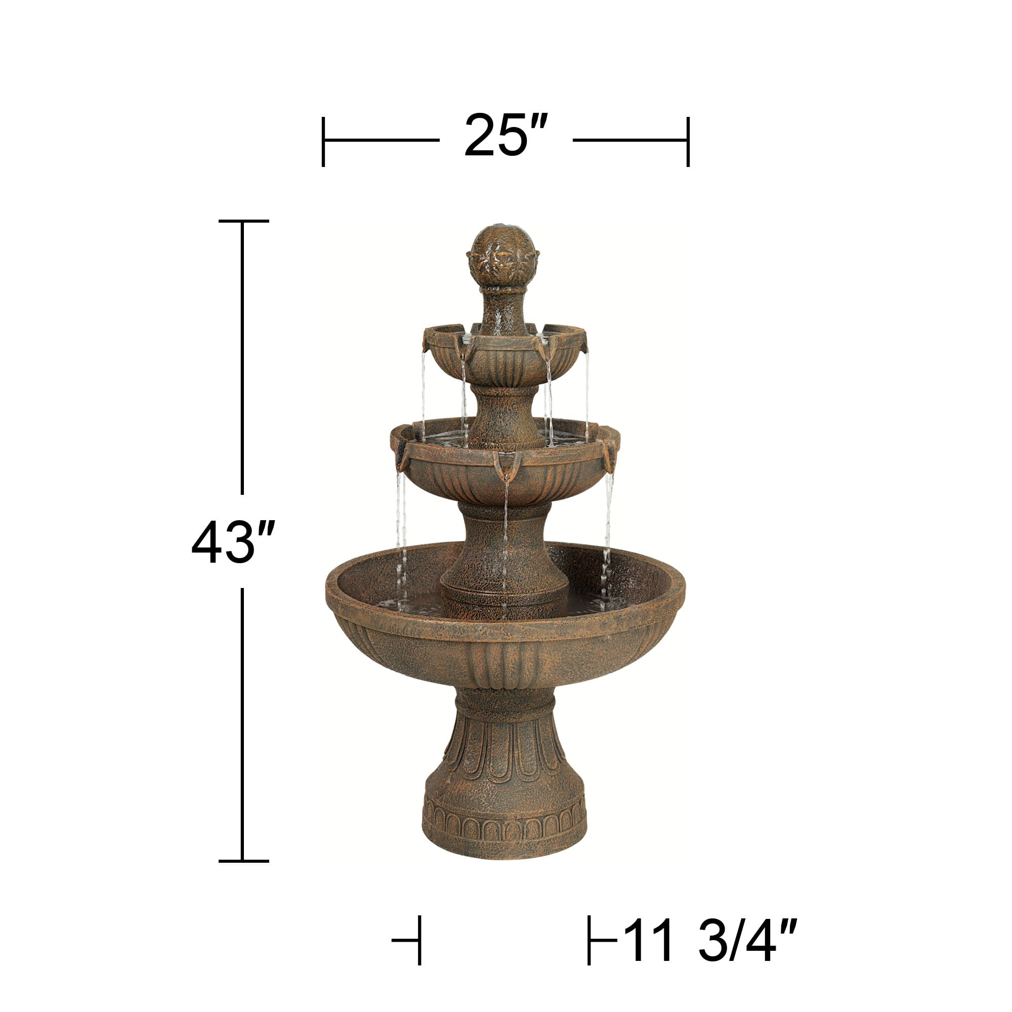 Rustic 3 Tier Cascading Water Fountain for Outdoor Décor