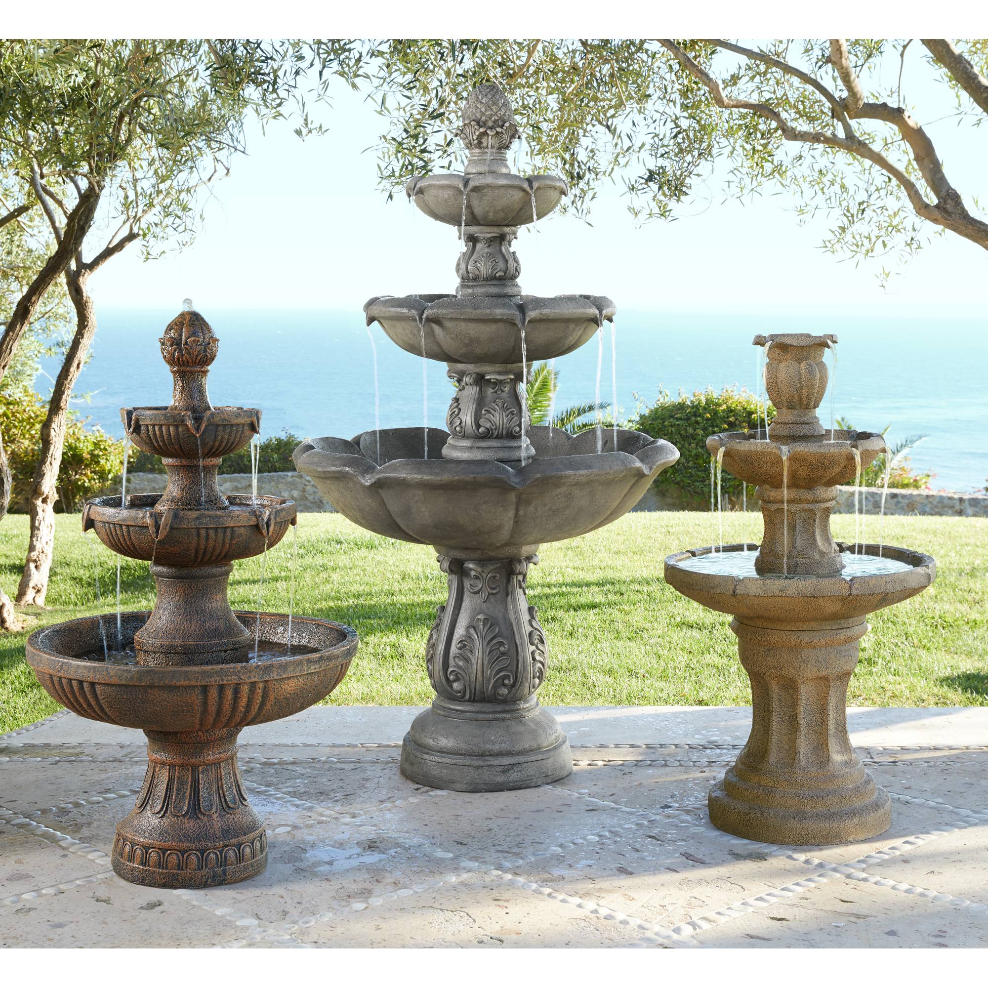Rustic 3 Tier Cascading Water Fountain for Outdoor Décor