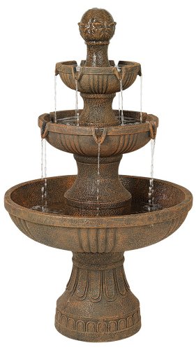 Rustic 3 Tier Cascading Water Fountain for Outdoor Décor