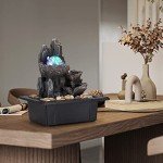 Tabletop Rock Waterfall Fountain with Rotating Ball and Lights