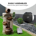 Solar Power Fountain with LEDs for Outdoor Zen Garden
