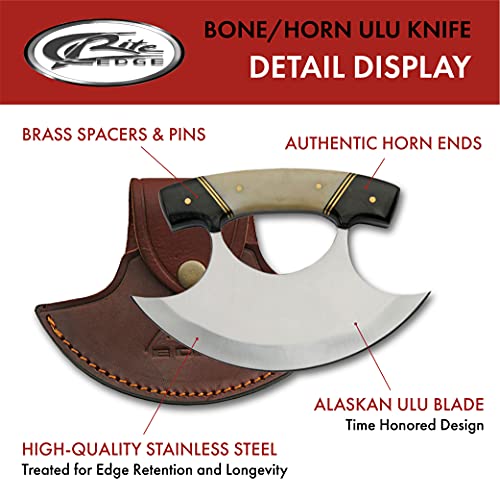 Horn and Bone Handle Crescent Blade Ulu Knife