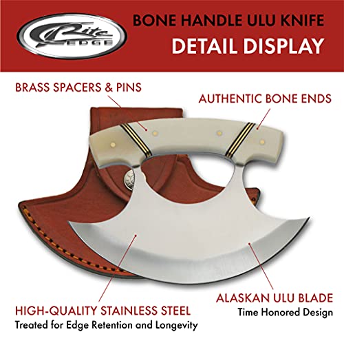 5.5" Bone Handle Crescent Ulu Knife with Sheath