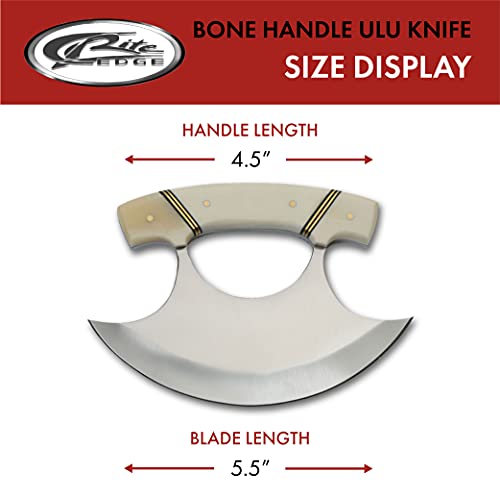 5.5" Bone Handle Crescent Ulu Knife with Sheath