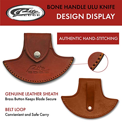 5.5" Bone Handle Crescent Ulu Knife with Sheath