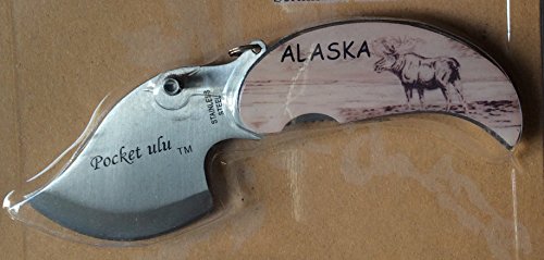 Moose Handle Pocket Ulu Knife with Scrimshaw Design