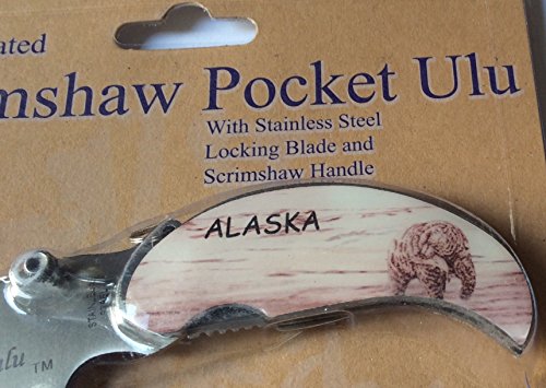 Grizzly Bear Handle Pocket Ulu Knife