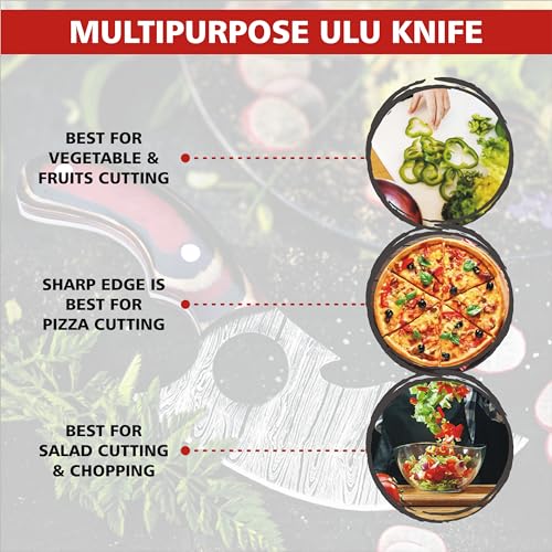 HUNTLUX Premium Ulu Chef Knife with Leather Sheath