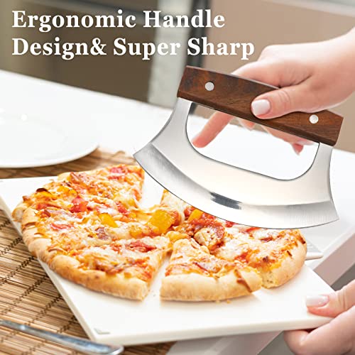 Hanaive Mezzaluna Ulu Knife Set with Base