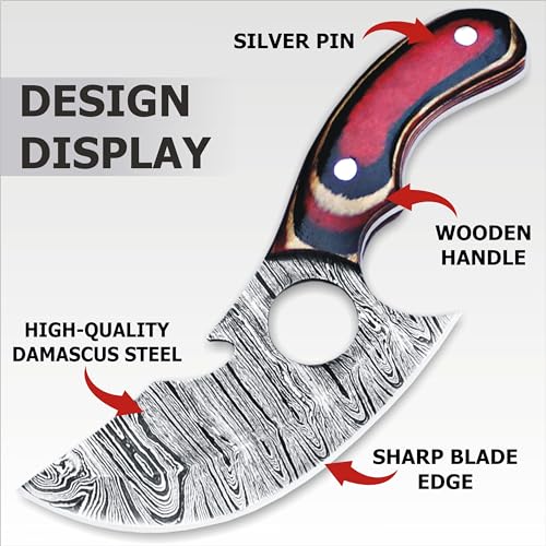 HUNTLUX Premium Ulu Chef Knife with Leather Sheath