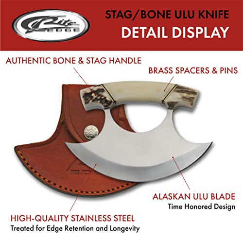 Stag Handle 5.5" Crescent Blade Ulu Knife