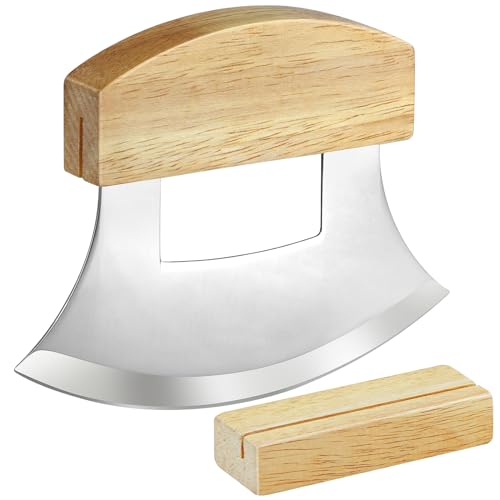 Wood Handled Stainless Steel Ulu Pizza Cutter