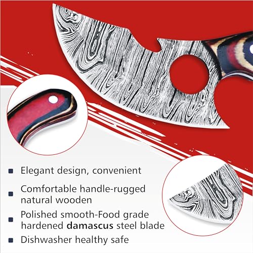 HUNTLUX Premium Ulu Chef Knife with Leather Sheath