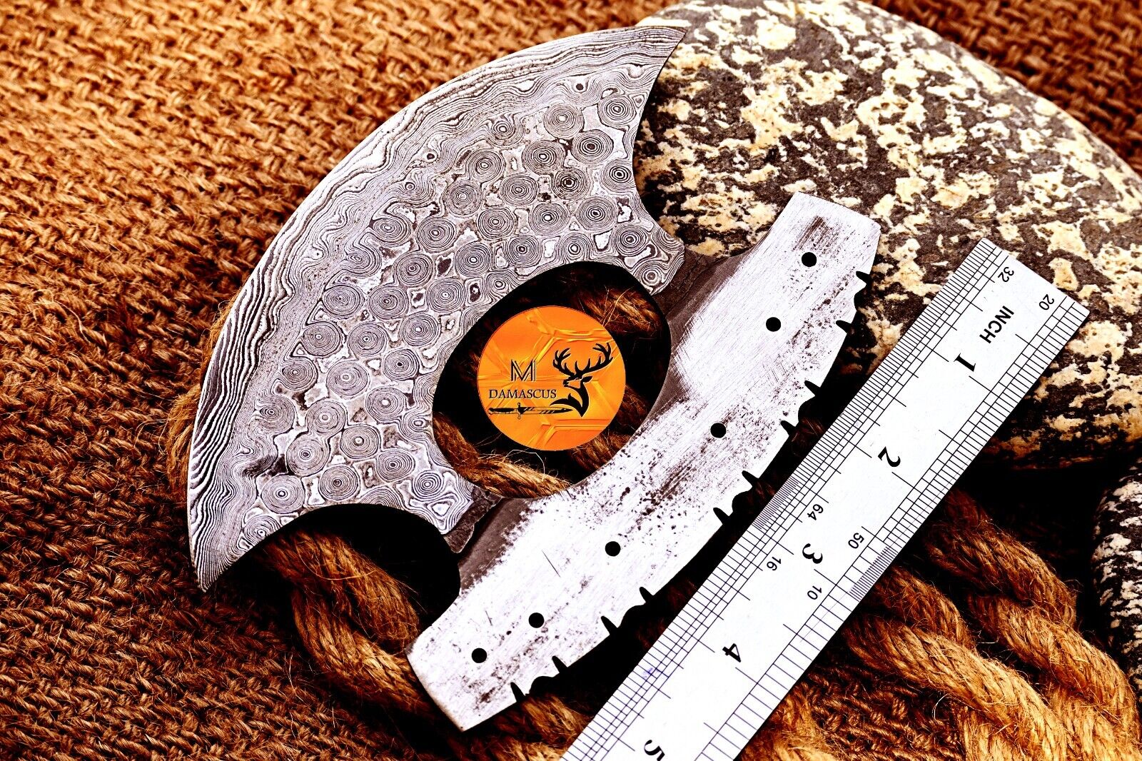Custom Handmade Damascus Steel Ulu Chef Knife