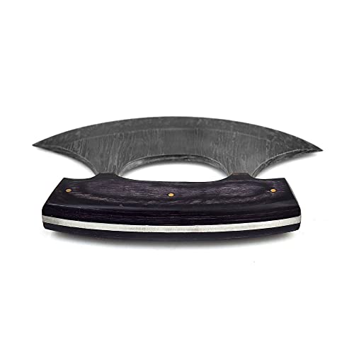 Handmade Damascus Steel Ulu Knife with Sheath