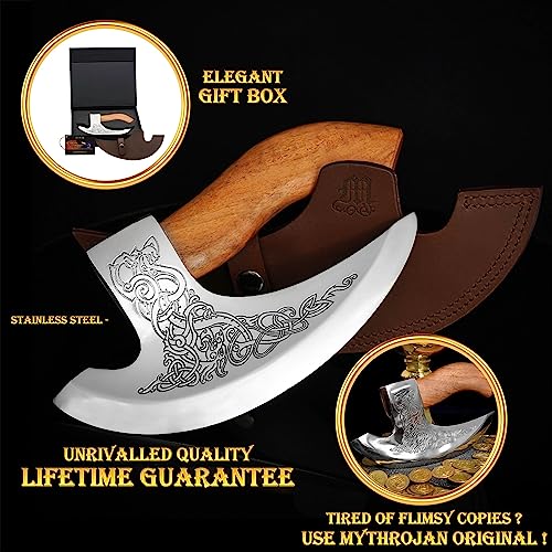 Viking Steel Ulu Pizza Cutter - Medieval Design