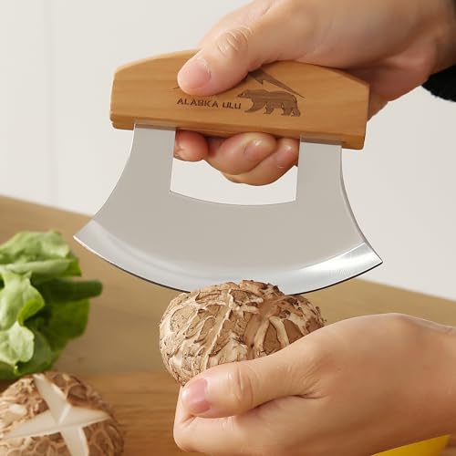 5-Inch Alaskan Ulu Knife with Wooden Stand