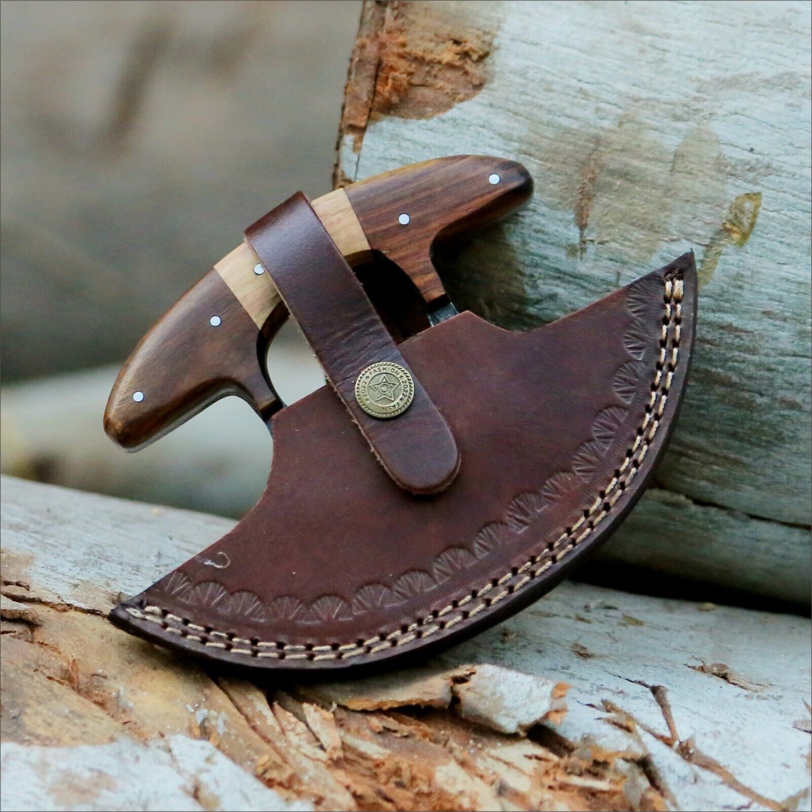 Hand-Forged Damascus Steel Alaskan Ulu Knife