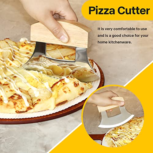Wood Handled Stainless Steel Ulu Pizza Cutter