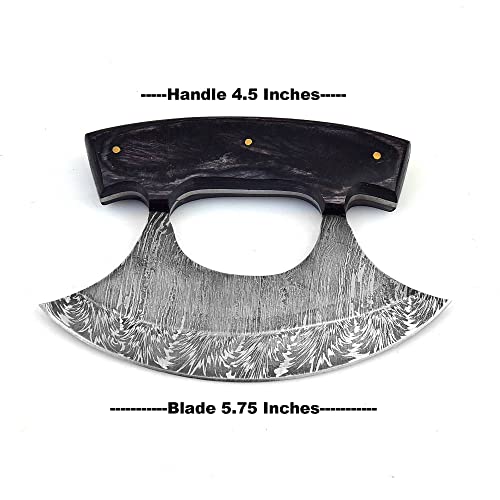 Handmade Damascus Steel Ulu Knife with Sheath