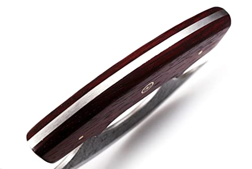 Custom Handmade Damascus Steel Ulu Knife - Red Padauk