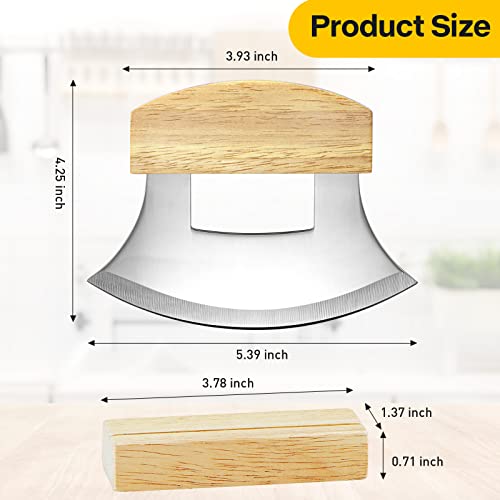 Wood Handled Stainless Steel Ulu Pizza Cutter
