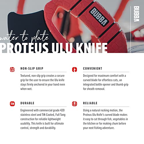 BUBBA ULU Knife with Grip Handle and Sheath