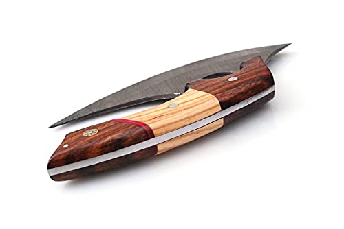 Custom Damascus Steel Ulu Knife with Sheath