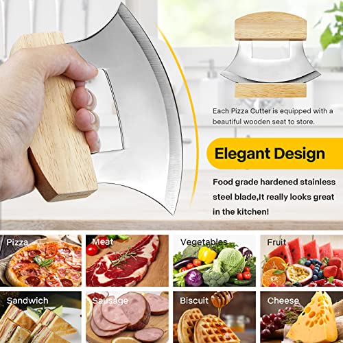 Wood Handled Stainless Steel Ulu Pizza Cutter