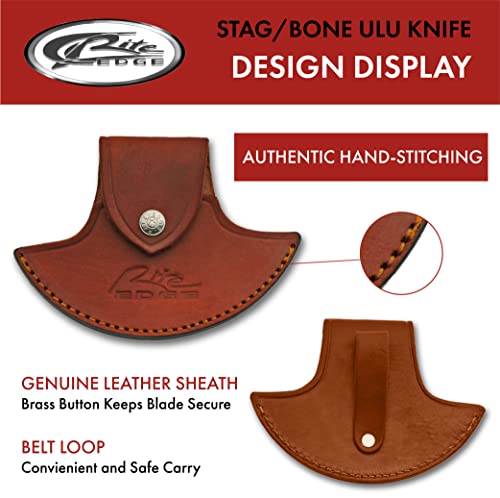 Stag Handle 5.5" Crescent Blade Ulu Knife