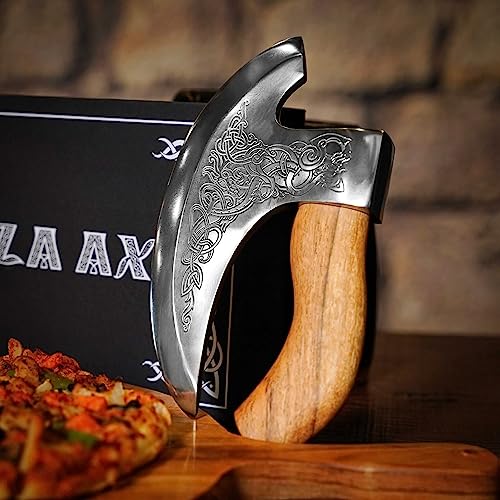 Viking Steel Ulu Pizza Cutter - Medieval Design