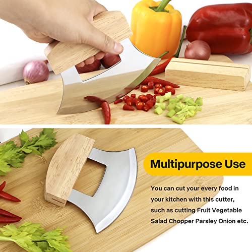Wood Handled Stainless Steel Ulu Pizza Cutter