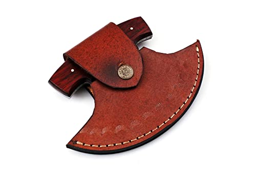 Custom Handmade Damascus Steel Ulu Knife - Red Padauk