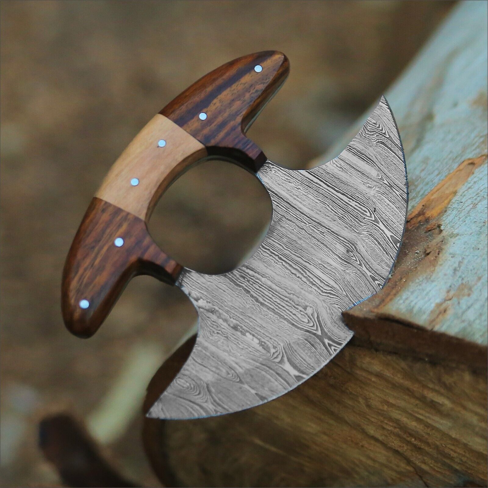 Hand-Forged Damascus Steel Alaskan Ulu Knife